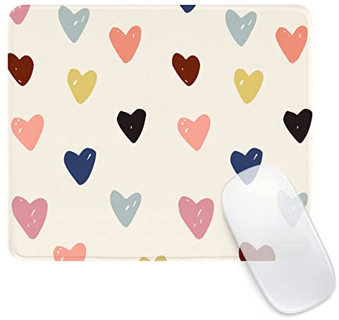 Ksriylm Square Funny Cute Mouse Pad,Office Home Personalized Mouse Mat Design,Waterproof Mousepad, Non-Slip Rubber Base Computer Mouse Pads for Wireless Mouse,Colourful Heart