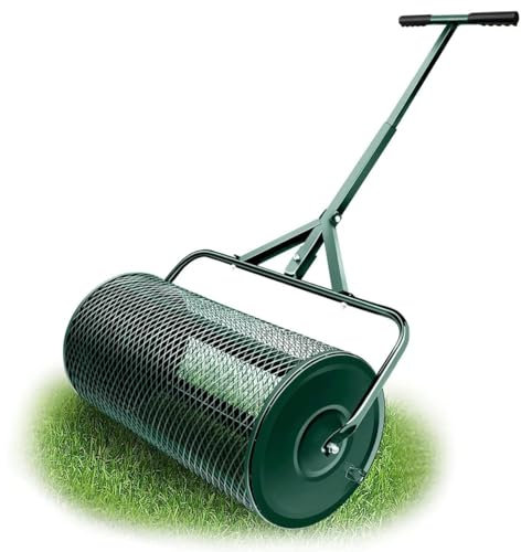 WuDLi Épandeur de Compost, épandeur à Rouleau en Maille métallique de 24 Pouces avec poignée réglable en Forme de T, épandeur en Maille métallique léger pour pelouse et Jardin,Vert