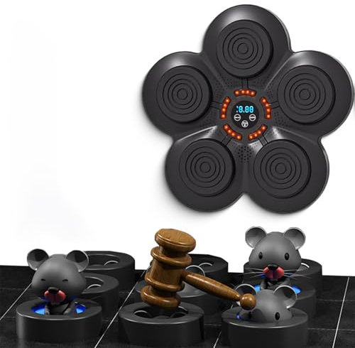 Music Boxing Machine, Musik elektronischer Box,Unterstützt Bluetooth,Wandmontiertes Boxziel,9Geschwindigkeitsmodi und Zählmodus,mit LED-Licht, Für Erwachsene und Kinder Exercise (Stil I/)