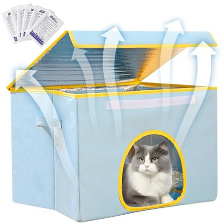 Dorugage Pet Air Conditioning House,Foldable Cat Cooling House | Air Conditioning 6 Ice Packs Indoor Outdoor Dog Houses Ventilate & Easy Clean And Assemble