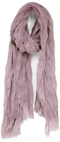 Van Der Rich ® - Echarpe Froissé Foulard Doux Mélange Coton et Lin - Femme (Vieux Rose, TU)