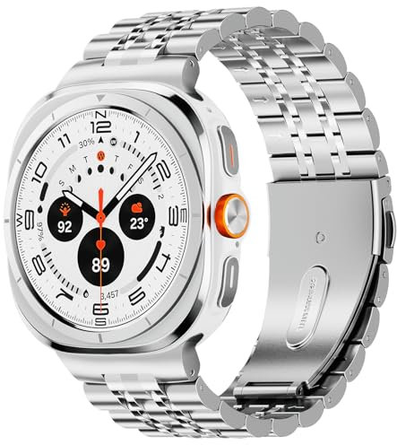 SUNDAREE Compatibile con Cinturino Samsung Galaxy Watch Ultra 47MM,No Gap Uomo Donna Lucente Metallo Acciaio Orologio Cinturini Ricambio Smartwatch Band per Galaxy Watch Ultra SM-L705,Argento