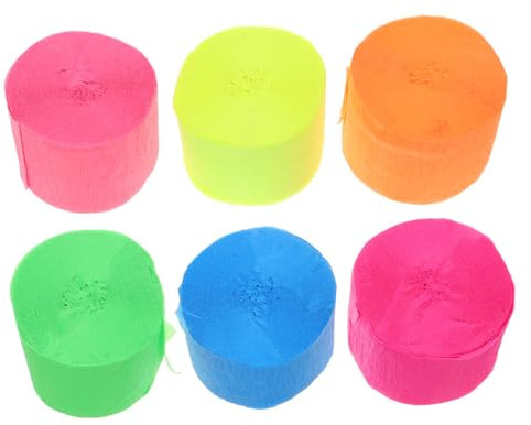 Cabilock Pastel Birthday Decorations Style Paper Streamers Neon Crepe Paper Rolls for Festival Fans