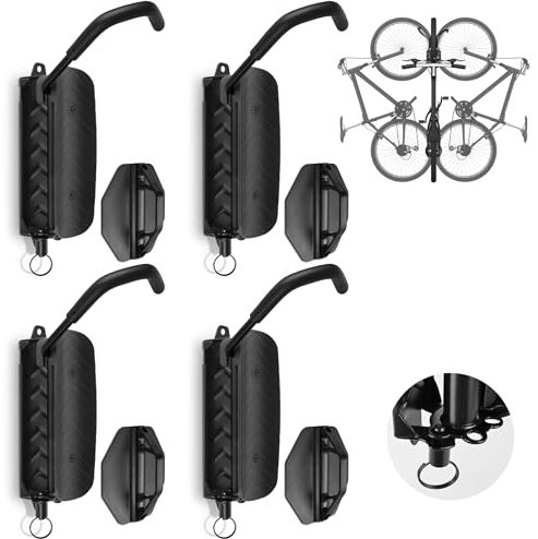 Tottist Swivel Bike Wall Mount, Bike Hangers for Garage, Wall Mount Bike Rack (4, Black)
