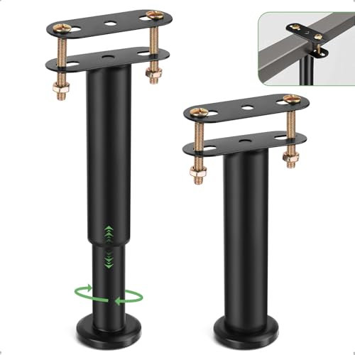 HUALIANG Pieds de Meuble reglable, Pied de Table Metal de Bureau, armoires, canapés, Pied de lit pour Table Basse, Salle de Bain, 2 pièces 25-42cm