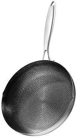 SECFOU Sartén Antiadherente De Acero Inoxidable Asa De Panal Para Cocinas De Inducción Calentamiento Rápido y Uniforme Utensilios De Cocina Versátiles Para Freír y Asar