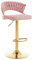 WOLTU Barhocker höhenverstellbar, Barstuhl 360° drehbar, Küchenhocker mit geflochtener Rückenlehne Fußstütze, Hocker Bar Küche, Samt Metall, Rosa, BH427rs-1