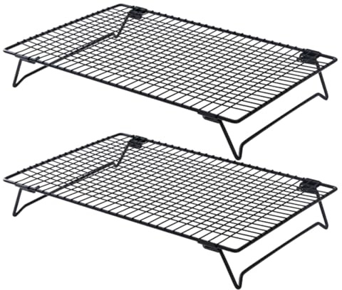 YRTUOP 2stk Auskühlgitter, Metall-Kühlregal Klappbar Kuchengitter Drahtgitter Grillrost Backen Zubehör Für Gebäck, Kuchen, Muffins, Kekse Und Biskuit, 34x24x5.7cm