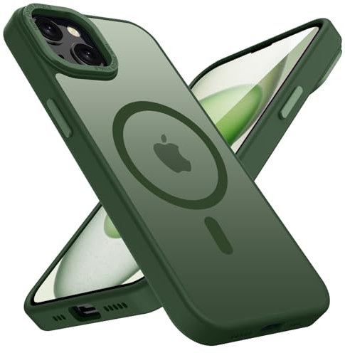 KPPIT Magnetic Case for iPhone 15 Compatible with MagSafe, Shockproof Drop Protection, Frosted Translucent Back Phone Case for iphone 15,Cangling Green