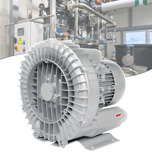 Soplante Regenerativo 370-1500W 380V Trifásico, Soplante Vortex, Bomba de Vacío Industrial para Soplado o Aspiración, Soplador De Tres Turbinas,550W