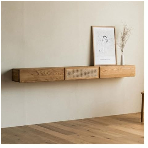 zhangrui1888 Floating TV Stand Floating TV Stand with 2 Drawers Wall Mounted Entertainment Center with Storage Shelf Media Console Table Stand for Living Room Bedroom Floating TV Console