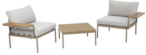 Riess Ambiente Outdoor Lounge Sitzgruppe Mobile MODULAR - 90cm - Champagner Greige - inkl. Kissen Gartengruppe Gartenmöbel Loungemöbel