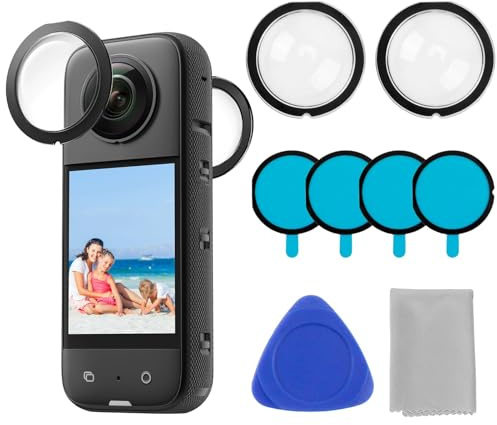 Camera Lens Protector for Insta 360 X3, Dual Lens Guards with Adhesive for Front & Rear Compatible with Insta360 X3, Scratch Resistant, High Transmittance, Waterproof, Oil-Resistant, Easy Installation