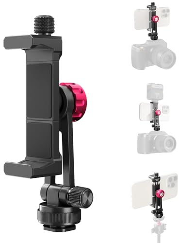 ULANZI MA61 Metal Phone Tripod Mount with Cold Shoe, 360° Adjustable Hot Shoe Camera Phone Mount for iPhone 17 16 15 14 Pro Max, Samsung, Aluminum Alloy Clamp for Vlogging, Live Streaming, Video