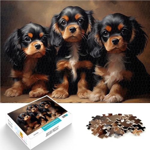 1000-teiliges Puzzle für Erwachsene Familienspiel für und DREI Cavalier King Charles Spaniels Die Liebe zwischen Paaren stärken52x38cm