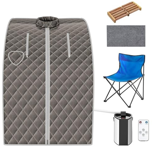 FANTASK Mini Mobile Dampfsauna 3L, Tragbare Dampfbadsauna mit Zerstäubungsfunktion, Heimsauna mit Fernbedienung, einstellbarer Timer & Temperatur, 78 x 87 x 101 cm (Braun)