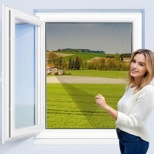 Goaycer Fly Screens for Windows, 2Pack Window Net, Mosquito Net Window Mesh Insect Screen, Cut to Size (130 x 150cm,Black)