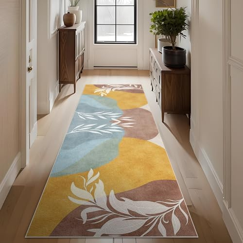 JaevKwzy Flurteppich Waschbar Küchenteppich rutschfest 70 x 180 cm Bodenmatte Schmutzfangmatte Lang Flur Teppich Läufer Küchen Eingangsbereich Fußmatte Kurzflor Bettumrandung Teppichläufer Küche