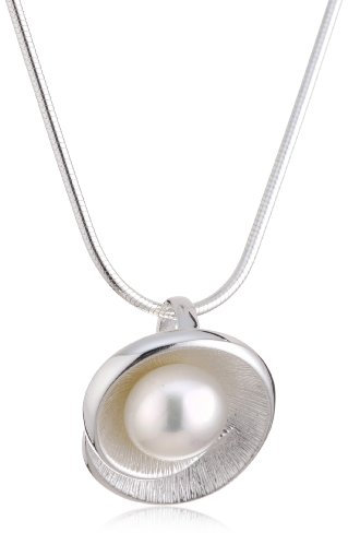 Vinani Anhänger Perle in Muschel mit Schlangenkette 45 cm Sterling Silber 925 Kette Italien AMW-S45