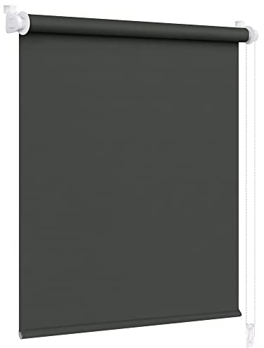 Victoria M. Klemmfix Verdunkelungsrollo ohne Bohren Rollo Seitenzugrollo Verdunkelung für Fenster und Türen, 100 x 230 cm, Schwarz