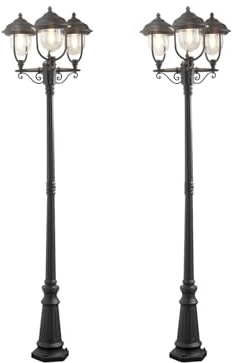 Konstsmide 2er-Set schwarze Außenstandleuchten PARMA aus Aluminium, E27, IP43, H.: 218 cm; 7227-750