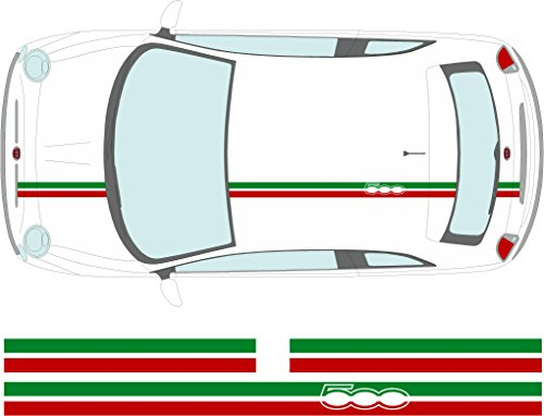 Dachstreifen, grafischer Aufkleber für FIAT 500, italienische Flagge (SS20022)