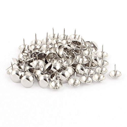 sourcing map Clou Tapissier 16mm Diamètre Acier Inox Punaise Argenté 80Pcs