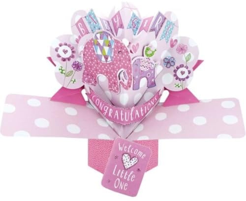 New Baby Girl Pop-Up Greeting Card Original Second Nature 3D Pop Up Cards
