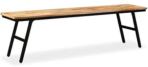 vidaXL Sitzbank Recyceltes Teak Stahl 160x35x45cm Flurbank Holzbank Küchenbank