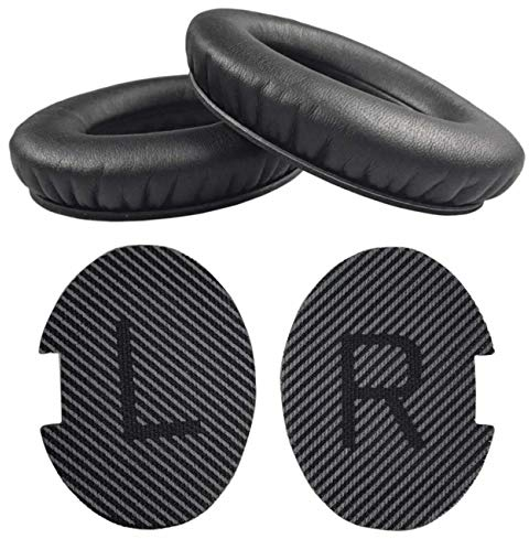 HualuBro Ersatz-Ohrpolster für Bose QuietComfort QC 2 15 25 QC2 QC15 QC25 SoundLink SoundTrue Around-Ear II AE2 Kopfhörer (schwarz + schwarz LR)