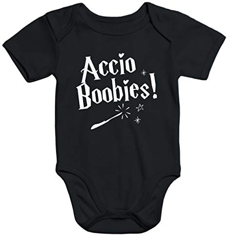 MoonWorks® Kurzarm Baby Body Accio Boobies Bio-Baumwolle