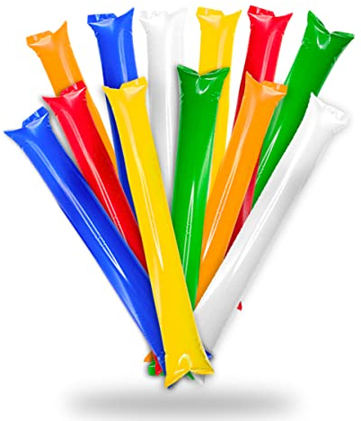 FUN FAN LINE - Confezione da 100 Pari Bastoni Gonfiabili Riutilizzabili | Bam Bam Thunder per Animazione Feste Calcio ed Eventi | Cotillon Sportivo e Celebrazioni (Multicolore)