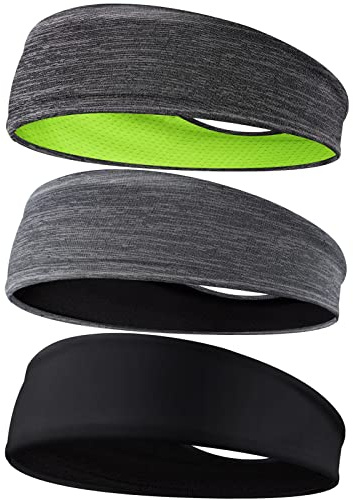Braylin Men's Headbands, 3-Pack Head Band for Men, Sport Sweatbands for Running Fitness Yoga Cycling, Sweat Wicking Non Slip