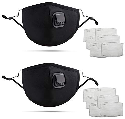 DualVertex Face Mask - Breathable With Filter, Cotton, Washable & Reusable - Adjustable Ear Straps, Nose Wire, Valve and Replaceable Filters