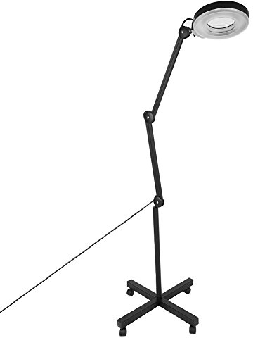 Vergrößerungslampe,LED Kaltlicht Lupenleuchte Stand Beauty Kosmetik Make-up 5xMagnifying Lighted Magnifier Light Boden LED Lampe 220-240V Schwarz