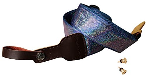 MUSIC FIRST Original Design Metallic Sparkle Delux Shining Guitar Strap, Ukulele Strap, Mandolin Strap, Stage Strap. (Blue)