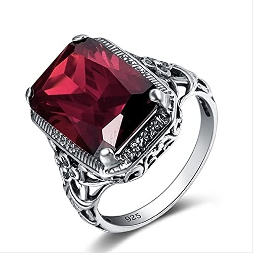 DJMJHG Vintage Rubin Verlobungsring Edelstein 925 Silber Ring Schmuck Für Damen Hochzeit Party Valentinstag Modisch Geschenk 9