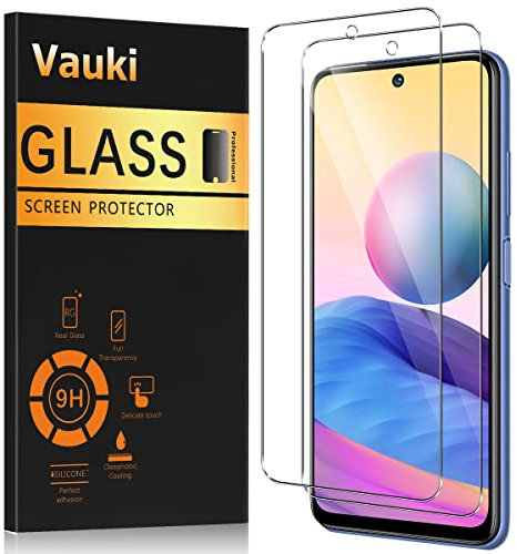 Vauki 2 Unidades, Protector de Pantalla Compatible con Xiaomi Poco M3 Pro/Redmi Note 10 5G 6.5,Película Protectora de Vidrio Templado para Redmi Note 10 5G,0.33mm Ultrafina Transparente Sin Burbujas