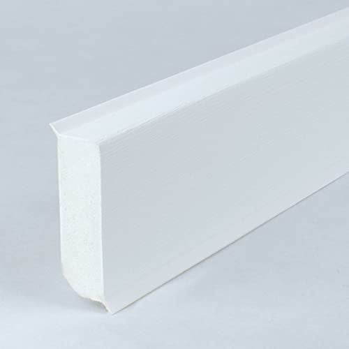 PROVISTON | plinthe en plastique | mousse rigide PVC | blanc | 13 x 40 x 2500 mm | brossée | avec lèvre souple flexible | hydrofuge | plinthe de qualité supérieure | pose facile
