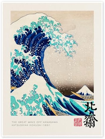 Katsushika Hokusai Große Welle Kanagawa Poster 60 x 80 cm | Japanische Ukiyo-e-Kunst & Edo-Zeit | Kraftvolle Meereswelle mit Blick auf den Fuji