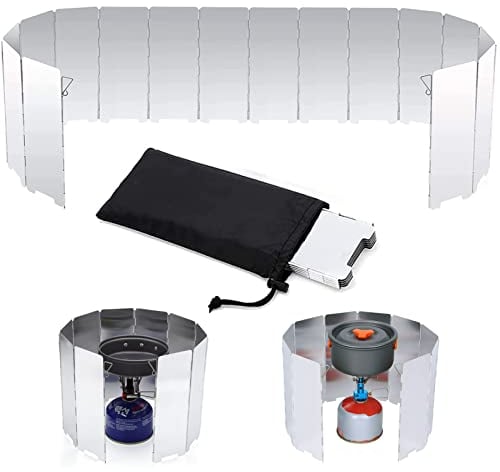 Windschutz Gaskocher Faltbar Aluminium Windschutz Windschutzscheibe Campingkocher Windschutz Kocher Ultraleicht 16 Windschutz Lamellen für Outdoor Öfen Campingkochern Mit Aufbewahrungstasche