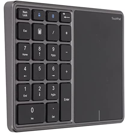 Kabelloser Ziffernblock, 2 in 1 22 Tasten 2,4 G Touchpad Bluetooth 4.2 Nummernblock, Typ C Aufladung 500 MAh Finanzbuchhaltungstastatur, für Laptop, PC, Desktop(Eisengrau)