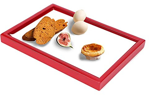 Bandeja De Madera Para Servir Alimentos, Multipropósito, Rectangular, Para Té, Café, Aperitivos, Desayuno, Comidas, Bandeja Para Servir, Plato Para Café, Restaurante, Hotel, Cocina, Tienda(Rojo)