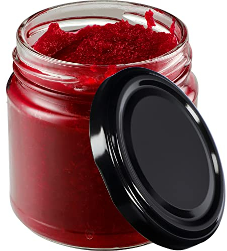 KADAX Lot de 20 petits bocaux à confiture, ronds, 200 ml, diamètre : 66 mm, pour miel et épices, hermétiques, noirs