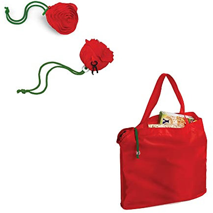 Generico 3 Borse Shopping Bags Shopper Richiudibili a Forma di Rosa con Laccetto e Moschettone in Plastica Colore unico Dimensioni cm 43x41 Idea Regalo Donna Mamma Nonna Fidanzata Fiore Utile Spesa