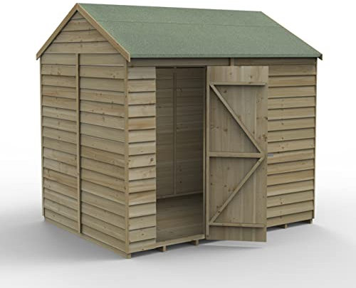 Forest Garden 4LIFE Reverse Apex Shed 8x6 | Single Door | No Windows|25 Year Anti-Rot Guarantee