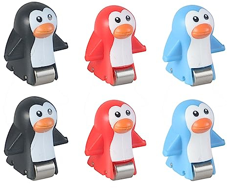 Colcolo Rutsche Treppen Spielzeug Ersatzteil Elektrische Schiene Spiel Schöne Ersatz Achterbahn Spielzeug Zubehör für Kinder Jungen Mädchen Kleinkinder, 6 Stück Pinguin