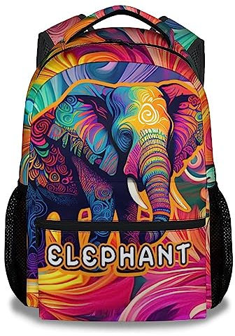 XaocNyx Elefanten-Rucksack für die Schule, 41,9 cm, leichter Schulrucksack, Schüler-Büchertasche für Kinder, Jungen, Mädchen, Elefant 1