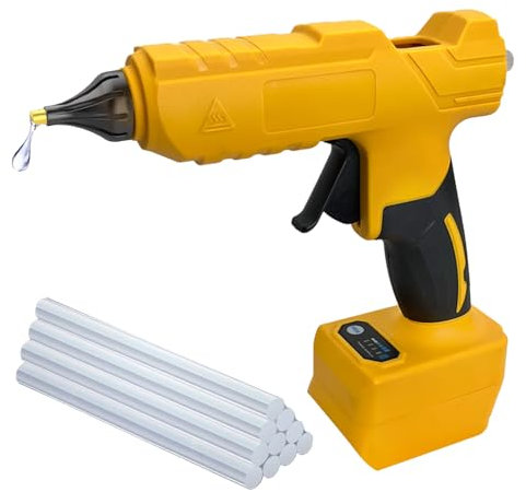 18V Glue Gun Cordless, Heavy Duty Glue Gun with Anti-Drip Nozzle, Compatible with Dewalt Battery, 10pcs 11mm Glue Sticks, Ideal for Crafts, Repairs, Construction (Body only)