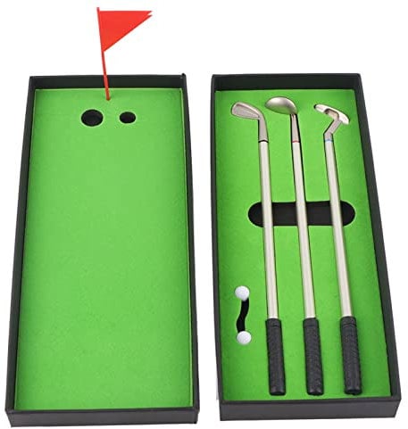KOSDFOGE 3PCS Mini Golf Clubs Ball Point Pen Set, Golf Pen Gifts for Men Women Adults Unique Christmas Stocking Stuffers, with Balls Flag Stationery Decorations, Boyfriend Birthday Gifts